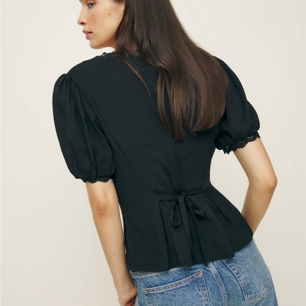 Reformation Black Lace Trim Top - Picture 2 of 5